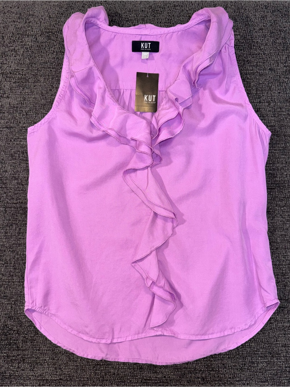 Kut from the Kloth Lavender Ruffle Front Sleeveless Top